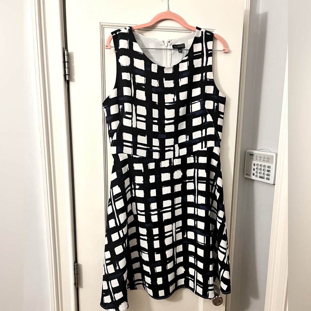 Blue and white checkered dress, size 10